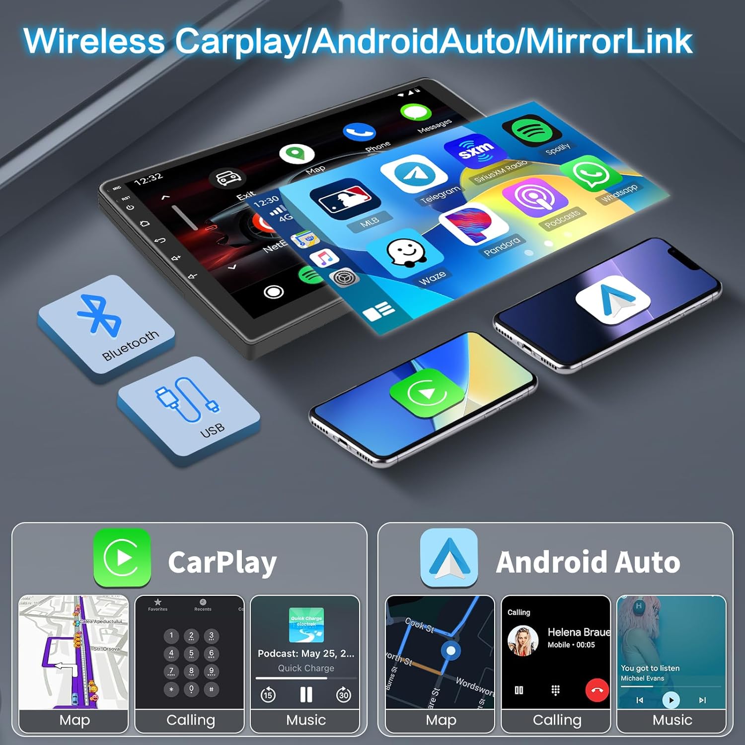 Funciones inalámbricas de CarPlay y Android Auto