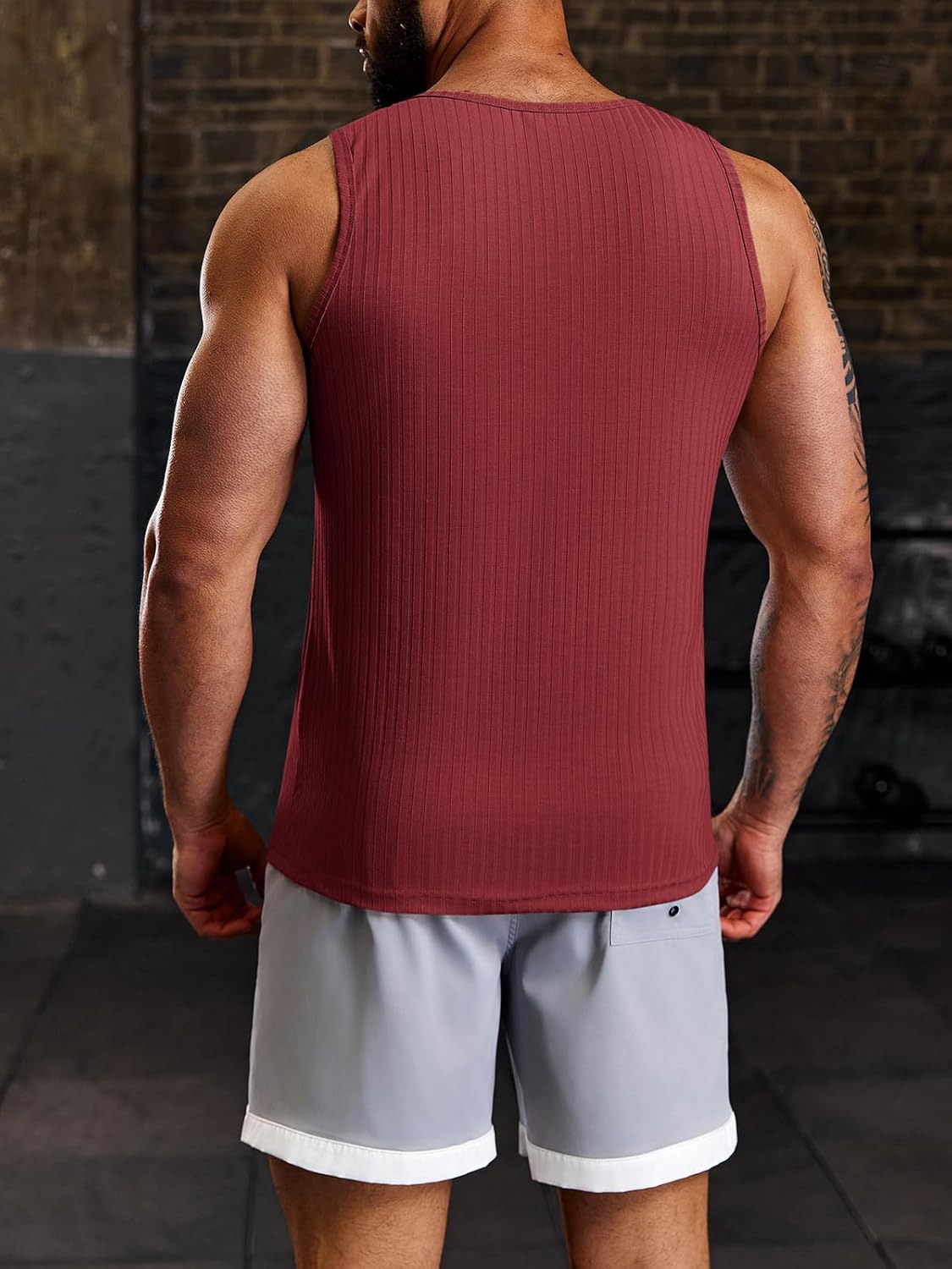 Runcati Men's Ribbed Tank Tops Knit Sleeveless Workout T Shirt Muscle Gym Fitness Tee - Image 3