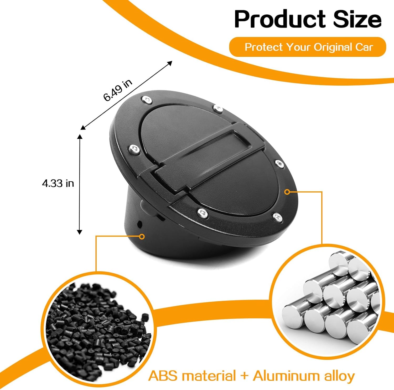 JeCar Gas Cap Cover Fuel Filler Cover Exterior Accessories with Aluminum for Jeep Wrangler JK & Unlimited 2007-2017 Sport Rubicon Sahara (No Logol)