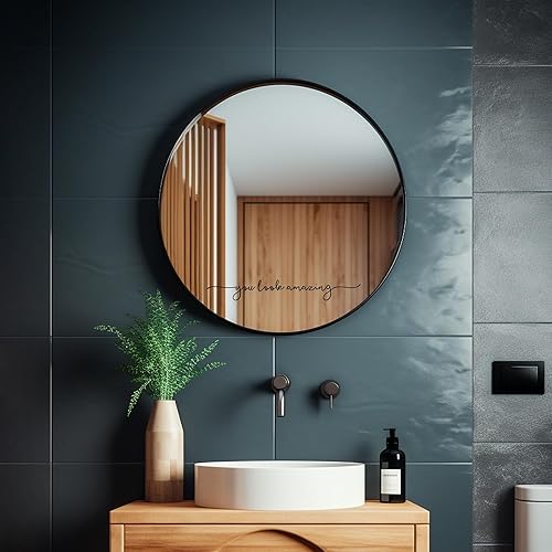 You Look Amazing - Calcomanía de espejo de baño, calcomanías de autoafirmación, vinilo para espejo, citas de 16 x 1.6 pulgadas (negro (sin espejo)