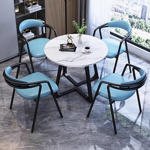 Miniatura 14 de YVYKFZD Juego de mesa redonda de comedor para cocina, sala de recepción de oficina, combinación de mesa y sillas de club, mesa de centro simple para