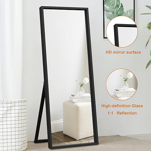 Miniatura 4 de NeuType Espejo de longitud completa, espejo de cuerpo completo de 59 x 16 pulgadas con soporte, espejo de pie de longitud completa, espejo para