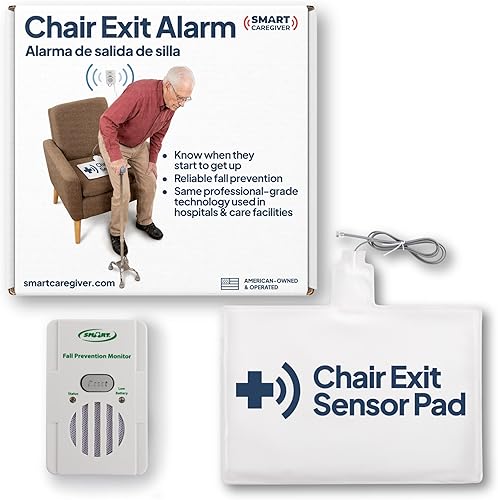 Smart Caregiver - Monitor de prevención de caídas y almohadilla para silla con detección de peso, alerta al cuidador cuando se levanta de la silla,
