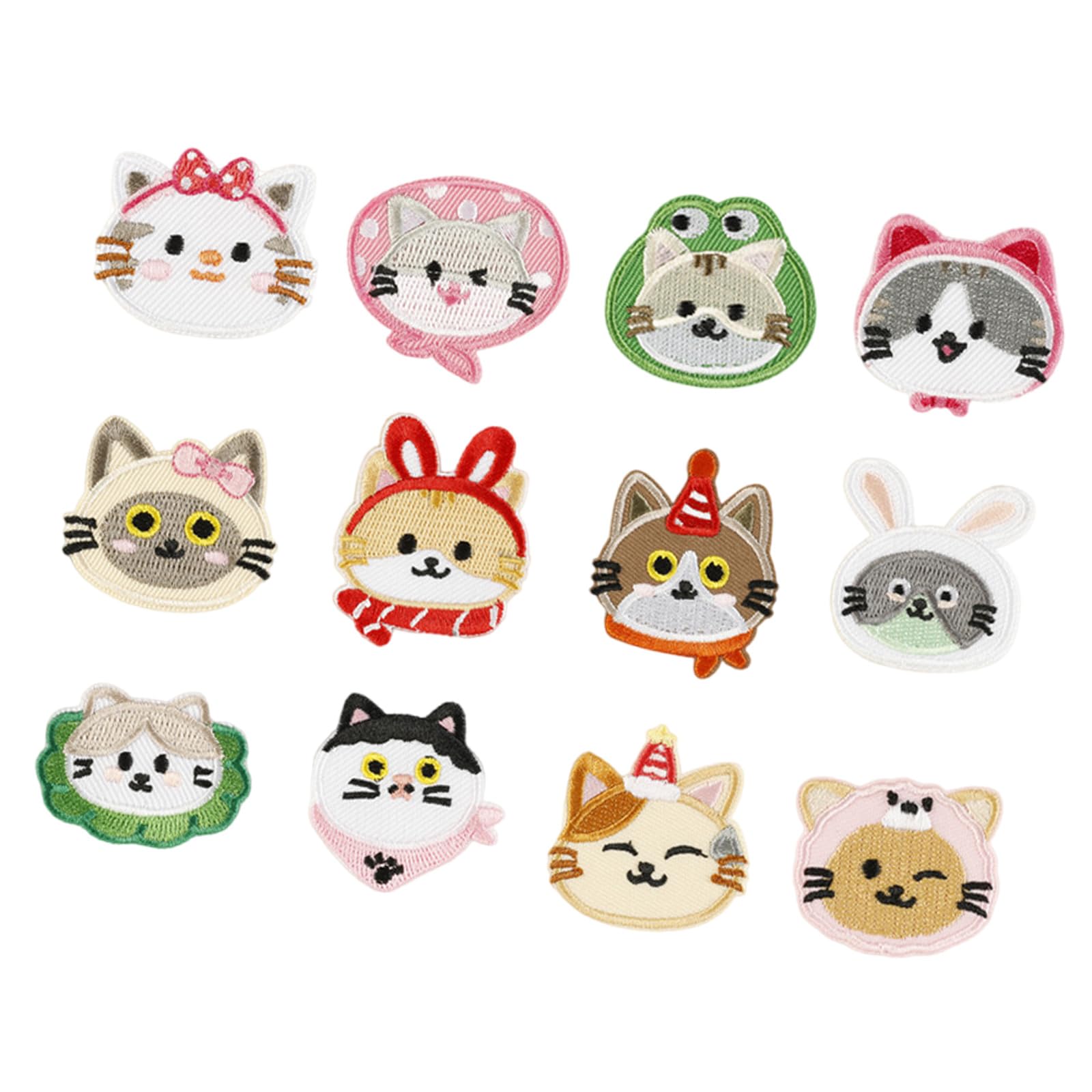 12 Pz Cartoon Cats Iron On Patch Abbigliamento Patch di Riparazione Animali Toppe Ricamo Patch Per La Decorazione Della