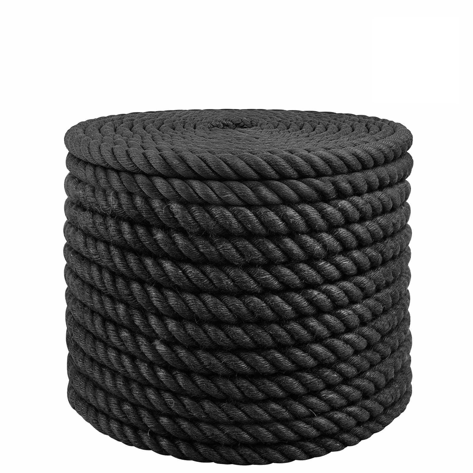 Cuerda de yute de 20 mm, color negro, 100% yute Tossa, 3 hebras para