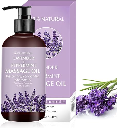 Aceite de masaje de lavanda para calmar, calmar y relajar los músculos cansados, aceite de masaje para terapia de masaje, aceite corporal ideal para