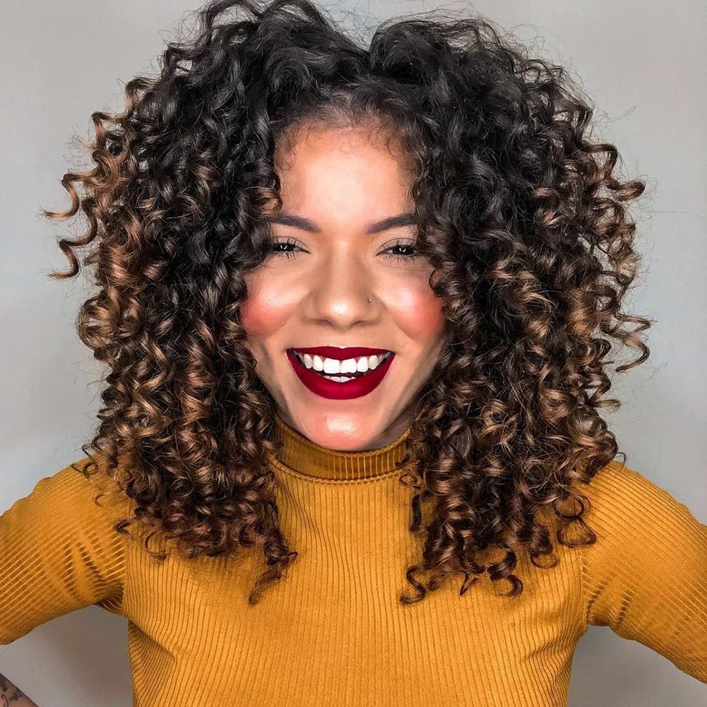 GoGo Curl Crochet Hair for Women 12 Inch Curly Crochet Hair Water Wave Curly Crochet Braids for Women 7 Packs Ombre Brown Deep Wave Braiding Hair