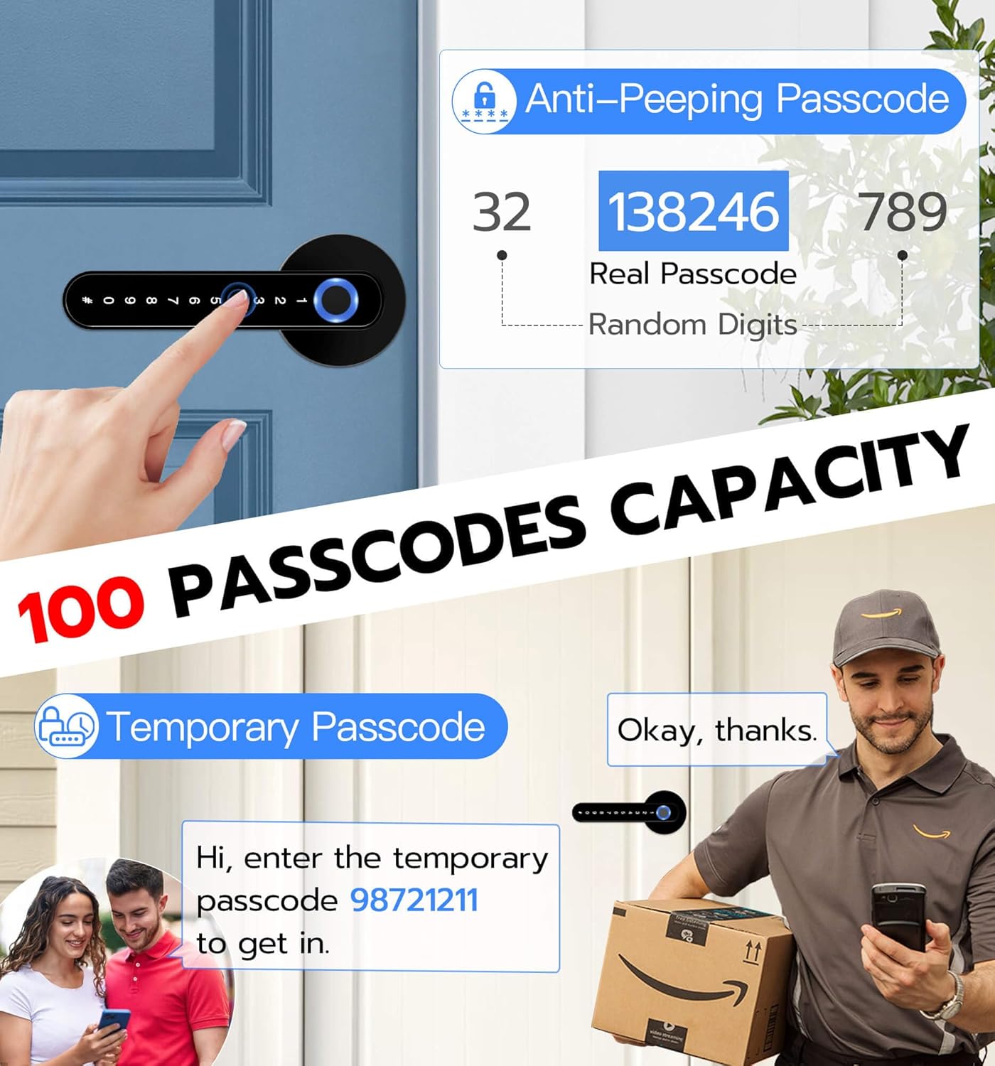 eLinkSmart Fingerprint Door Knob Lock, Smart Keyless Entry Door Lock with Code Keypad Handle, Electronic Biometric Security Locking Door Lever Locks for Bedroom Apartment Hotel Interior - Black 5 71f66C7dULL. AC SL1500