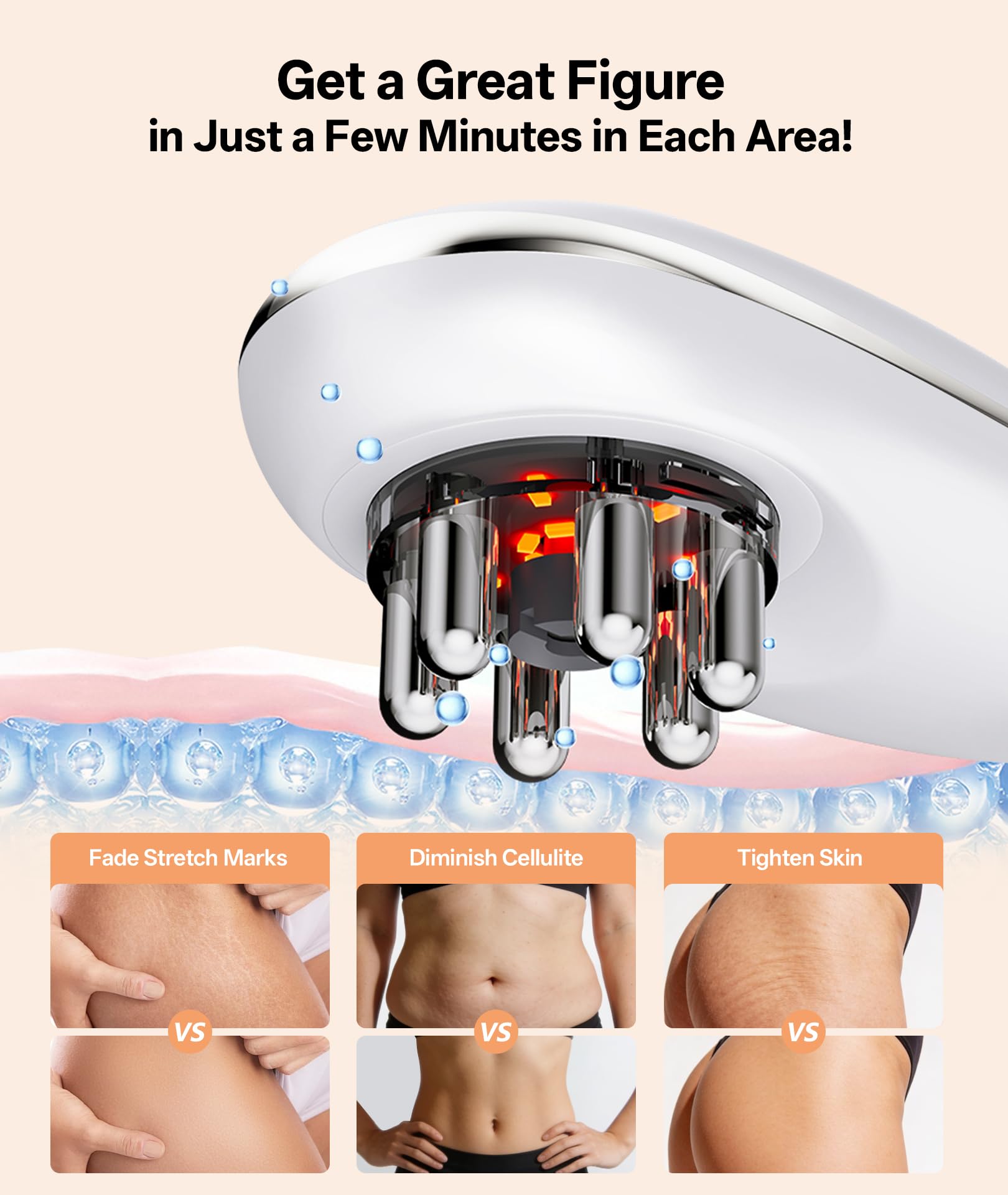 Dopsikn Body Sculpting Machine with Red Light Therapy for Face & Body, Cupping Therapy, Electric Cellulite Massage Tool with 2 Cups, Gift for Women, White: Pure White