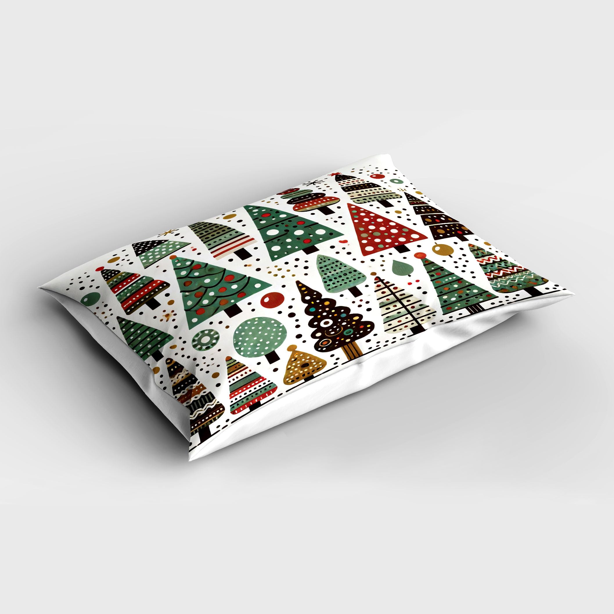Ambesonne Christmas Pillow Sham Set of 2, Simple Starry Woodland Pine Trees Pattern with Dots and Triangles, Quality Microfiber Bedding Item for All Seasons, 30