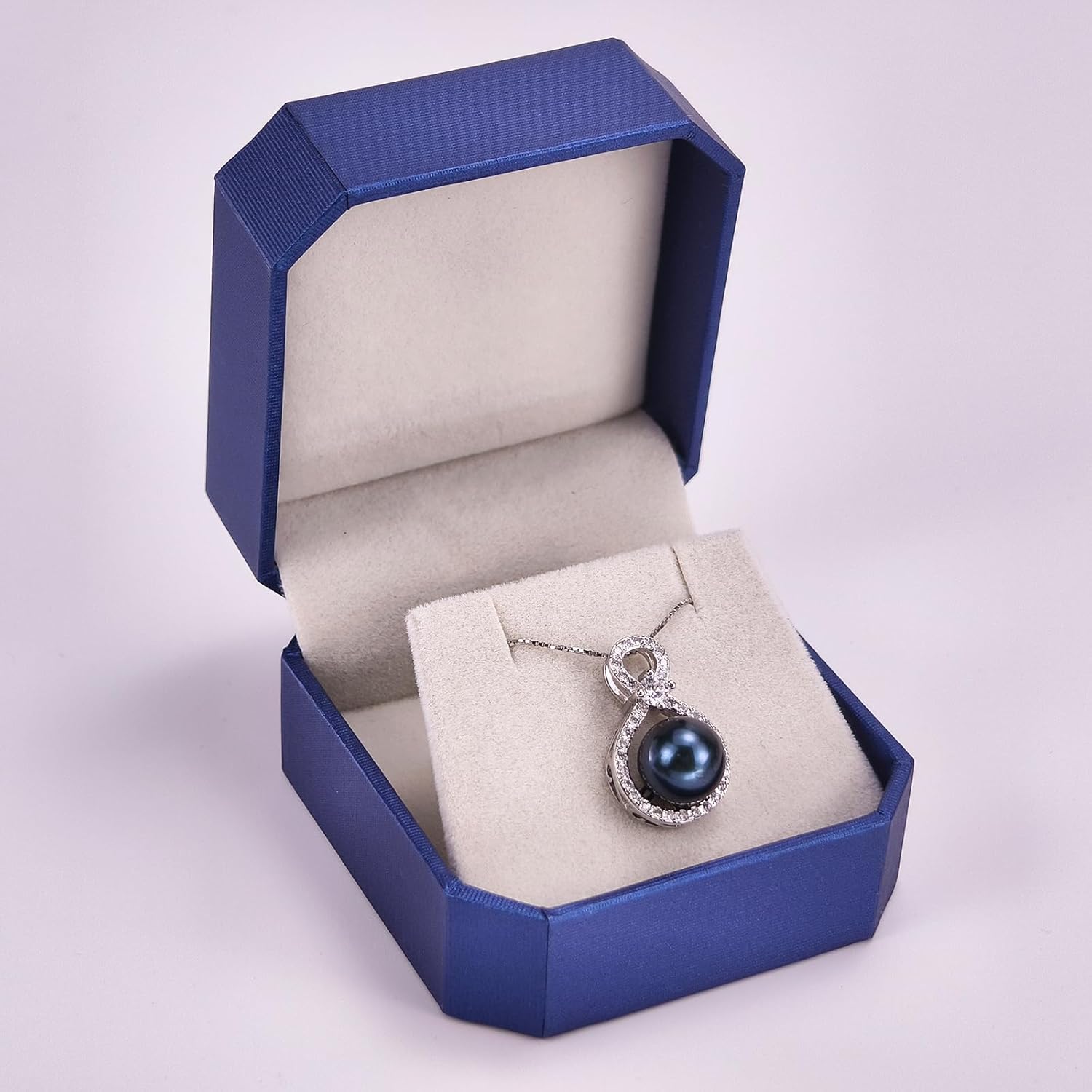 Round Pearl Pendant Necklace, Blue Black Pink Purple Golden Cultured Pearls 10-11mm, S925 Sterling Silver Infinity Necklaces with 18+2In Adjustable Chain, Elegant Jewelry Gifts for Women - Image 6