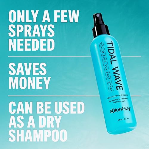 Vista 9 de THESALONGUY Tidal Wave - Spray de sal marina para el cabello, preestilizador voluminizador y texturizante para hombres y mujeres, desarrollado por