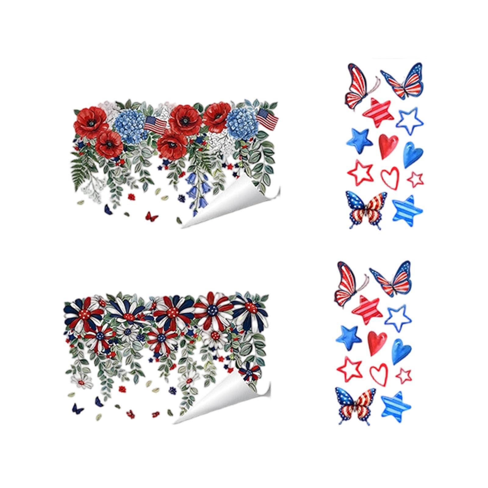 Whoasyst Statics Cling Window Decal US Flag Design Easy to Apply and Remove Party Window Clings for Festival Decors US Flag Glass Decal