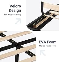 Vista 5 de Allewie Base de cama de plataforma tamaño Queen con cabecera tapizada de tela y soporte de listones de madera, base de colchón totalmente tapizada
