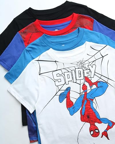 Miniatura 2 de Marvel Camiseta de Spider-Man para niños, paquete de 4 camisetas gráficas de Spider-Verse Spidey Super Hero - Camiseta de Spider-Man para niños