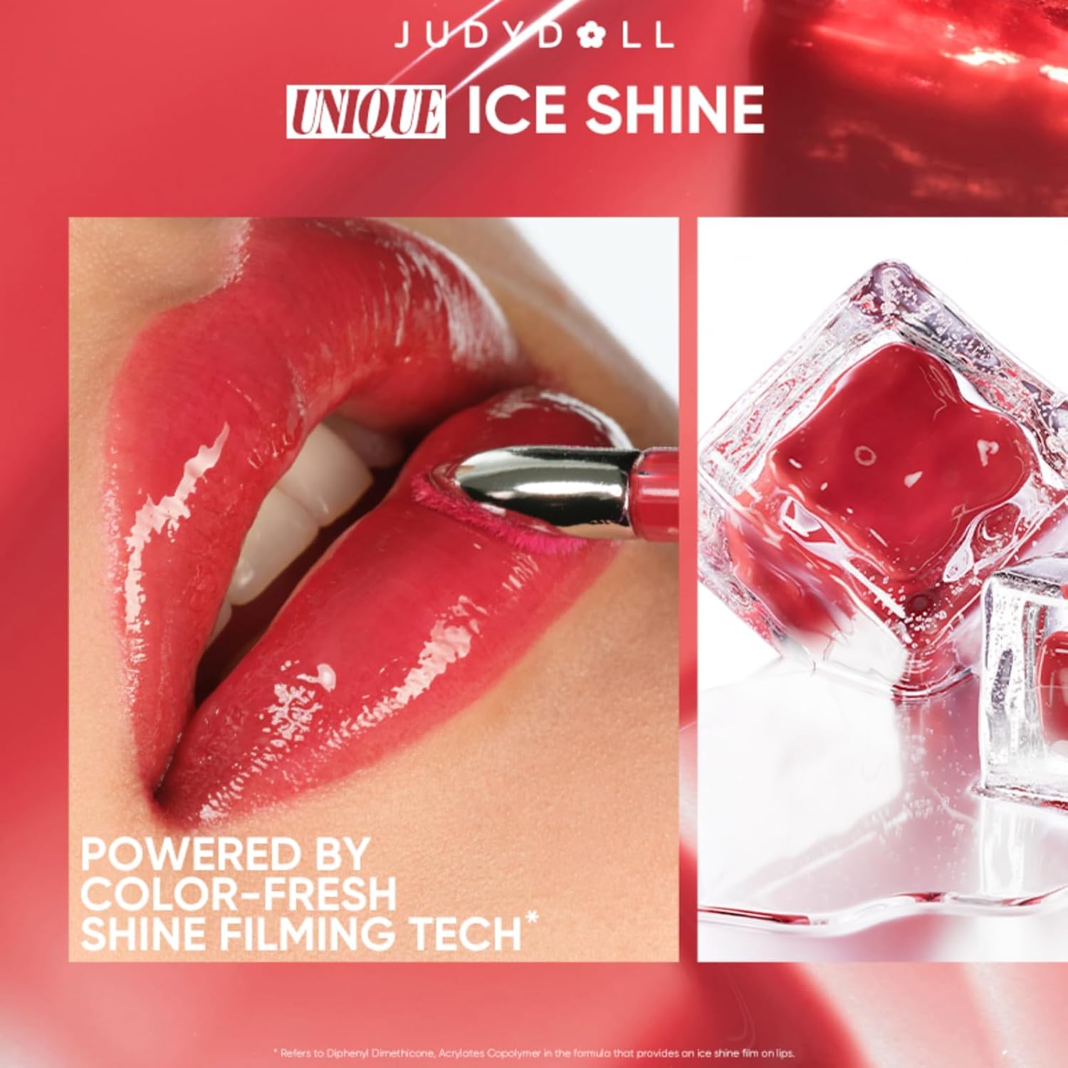 JUDYDOLL Ice Watery Lip Gloss-Gen 2, Long Lasting Stain, Moisturizing Liquid Lipstick with Hyaluronic Acid & Collagen, Non-sticky, No Transfer, Cool Touch with Dual Flash Brush (04 Extra Tea) - Image 4