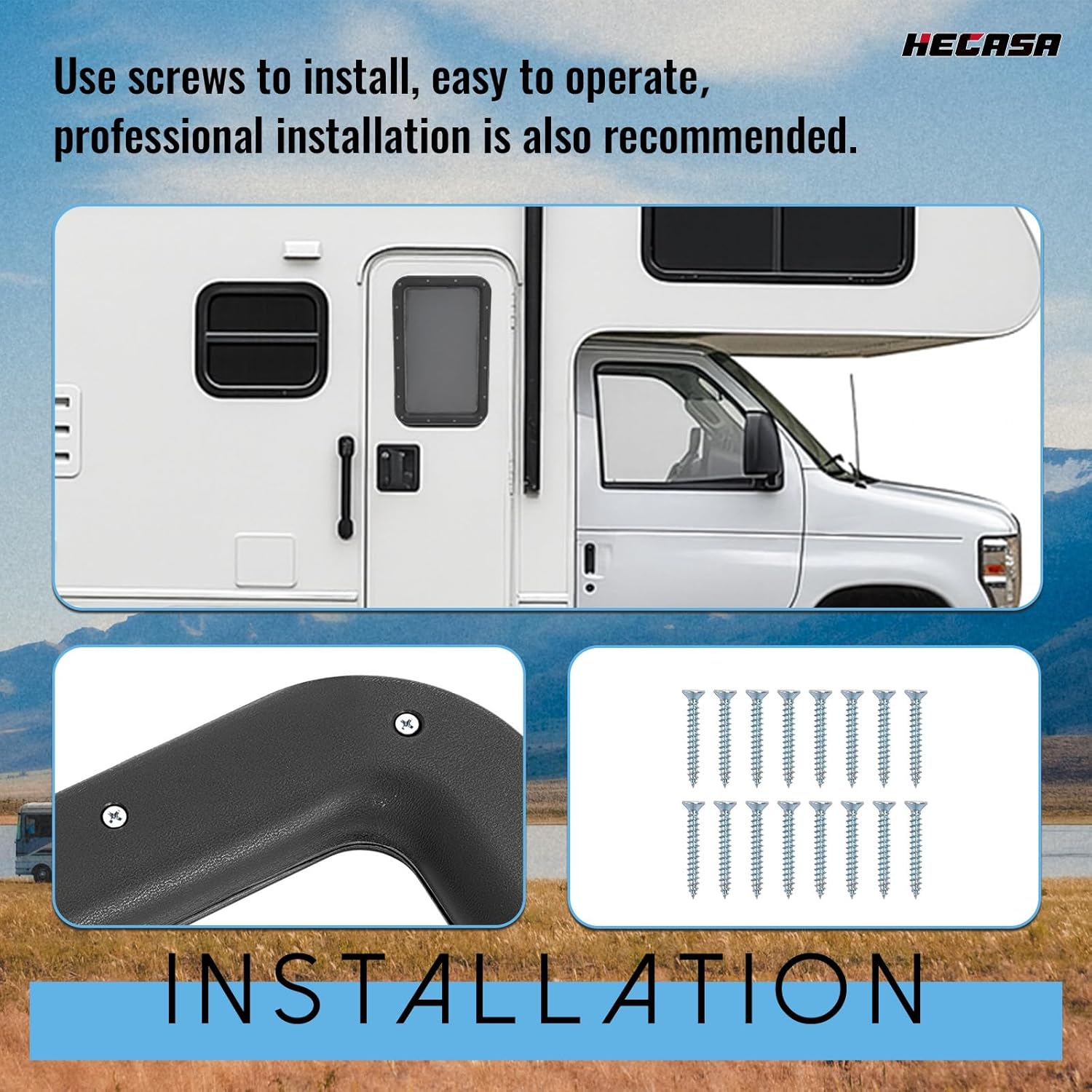HECASA RV Entry Entrance Door Window Frame 12" W x 21" H Compatible with Most RV, Motorhome, Camper, Trailer Interior & Exterior Plastic(Nylon) Black