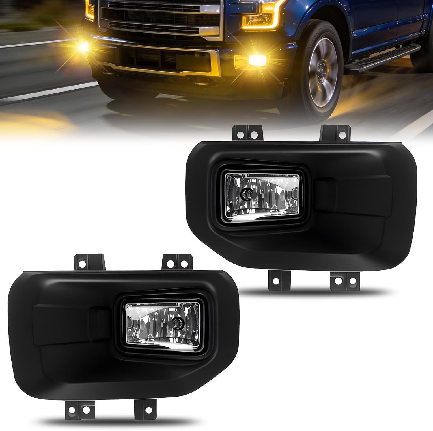 Fog Light Compatible with 2015 2016 2017 Ford F150 Front Bumper Fog Lamps Assembly Clear Lens