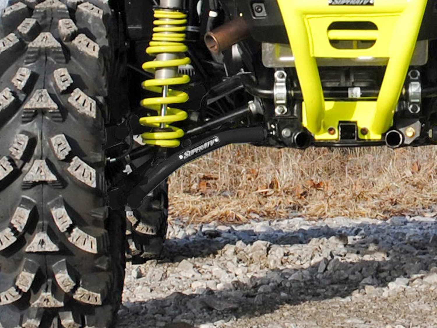 SuperATV Heavy Duty Black High Clearance Rear Offset A-Arms for 2016-2020 Polaris RZR S 900