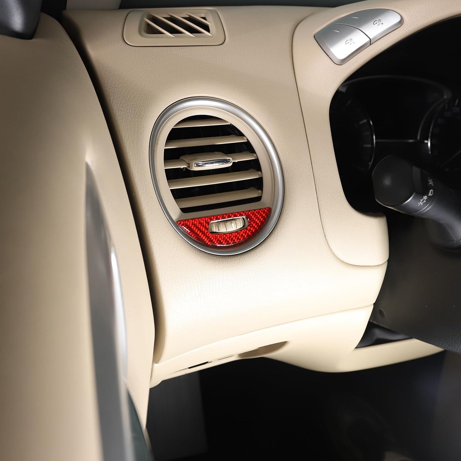 Soft Red Carbon Fiber 3D Sticker Car Central Control Side Air Outlet Switch Sticker,for Nissan Pathfinder 2013 2014 2015 2016 2017 2018,Center Air Conditioning Vent Trim Frame Interior Car Accessories