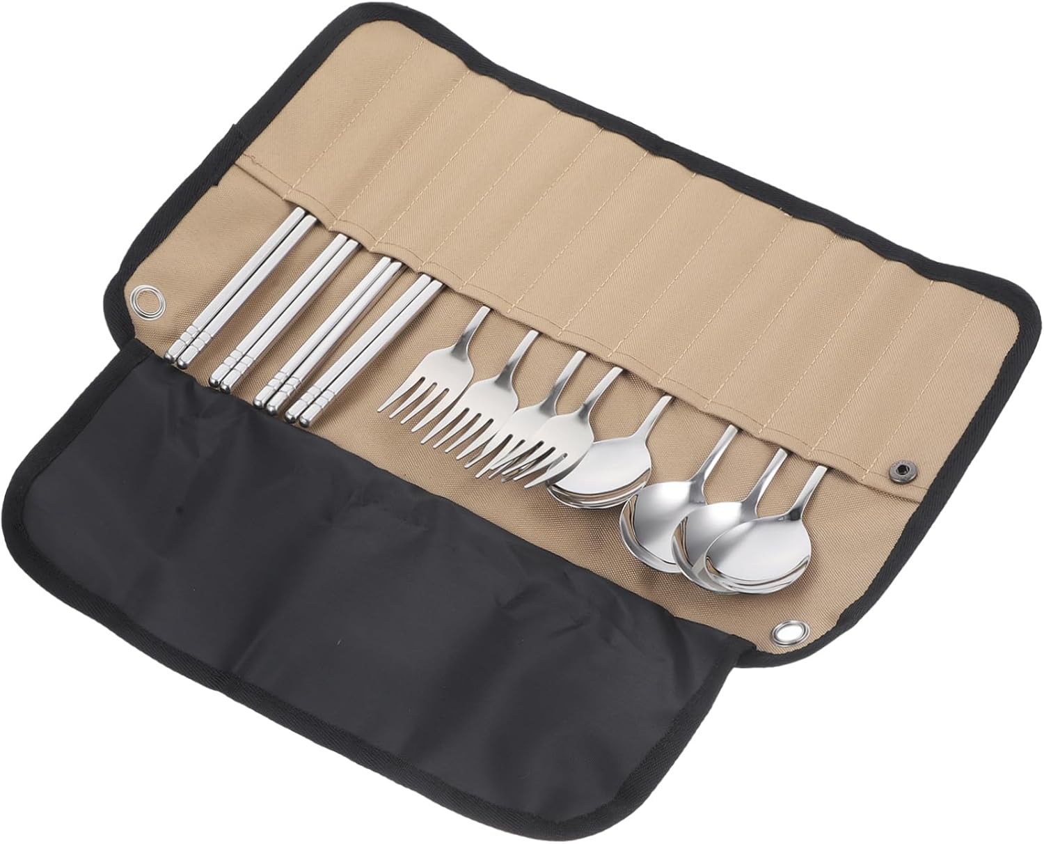 Picnic Supply Camping Tableware Set Roll Storage Bag Utensils for Outdoor Hiking and Bbq