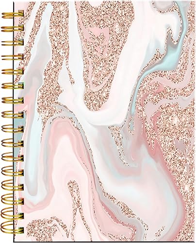 Vista 32 de iampanda Cuaderno con espiral, encuadernación fuerte de doble alambre con papel de primera calidad para niñas y mujeres, diseño de purpurina dorada