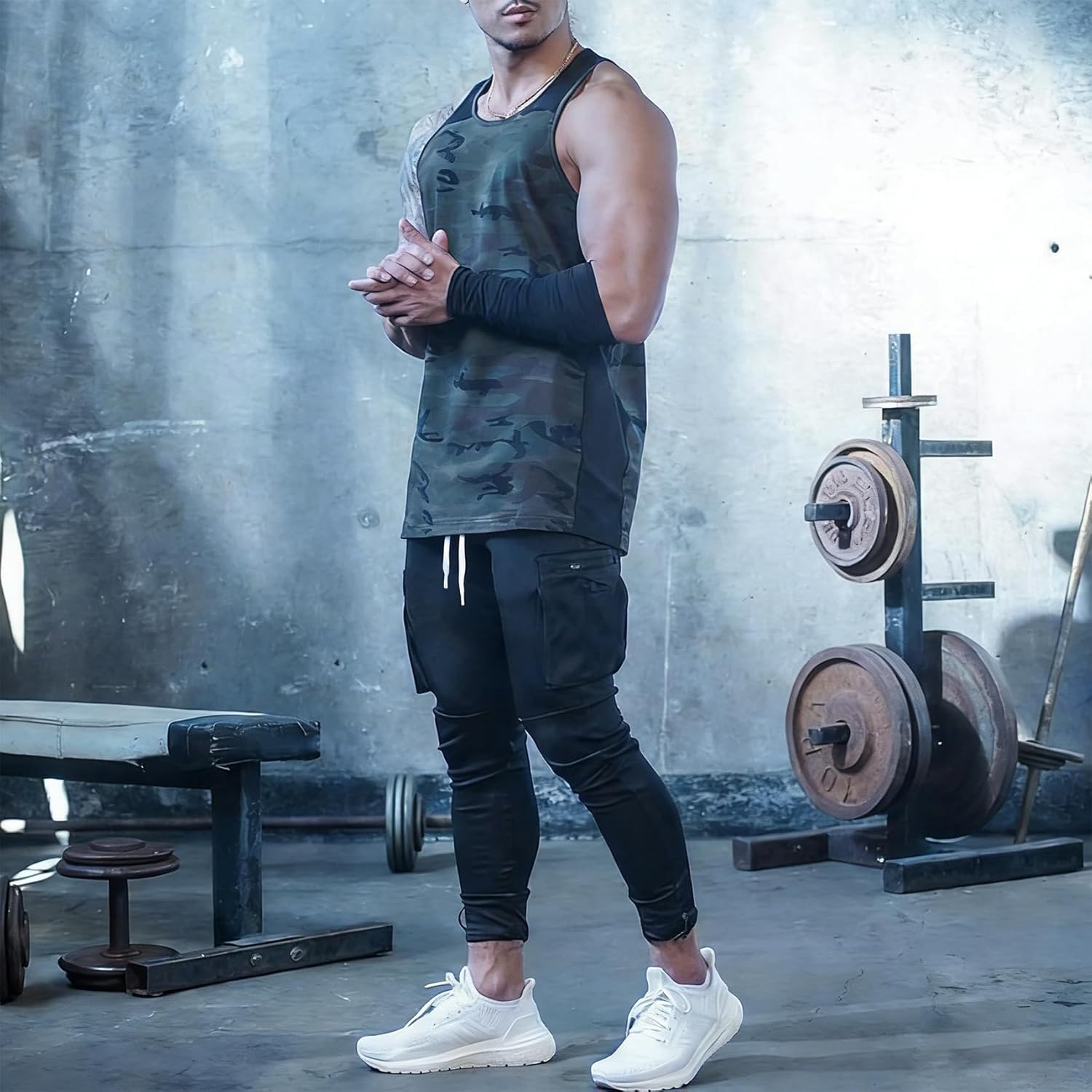 MECH-ENG Men's Active Tack Jogger Pants Fitness Tapered Sweatpants Slim Fit Trousers with Zipper Pockets - Image 3