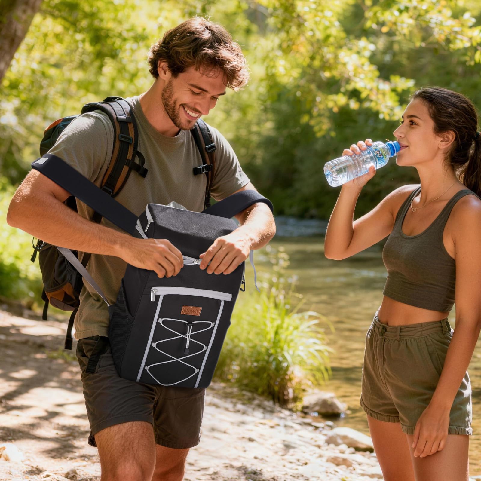 Lifewit Mochila Nevera 23L, Bolsa Termica Portatil, Impermeables Mochilas Termica Porta Alimentos pour Playa, Picnic, Camping, Viaje, Trabajo, Senderismo, Negro