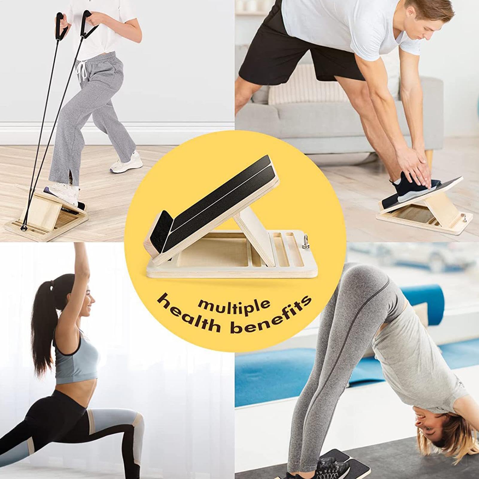 Tavola inclinata regolabile in legno – colore legno antiscivolo incline stretch, barella polpaccio squat board, recupero lesioni attrezzature pieghevole per stretching per palestra domestica | stretch, barella polpaccio squat board, recupero lesioni attre