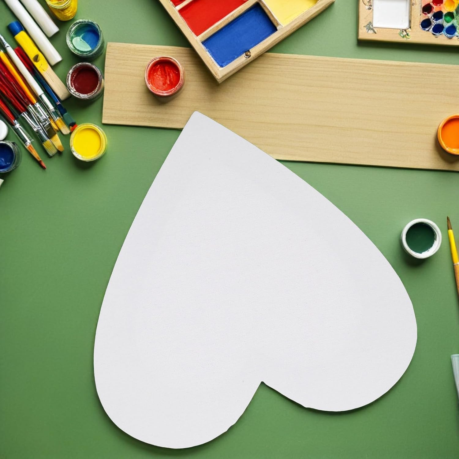 Heart Shaped Canvas Board for Acrylics, White Wood Linen Surface