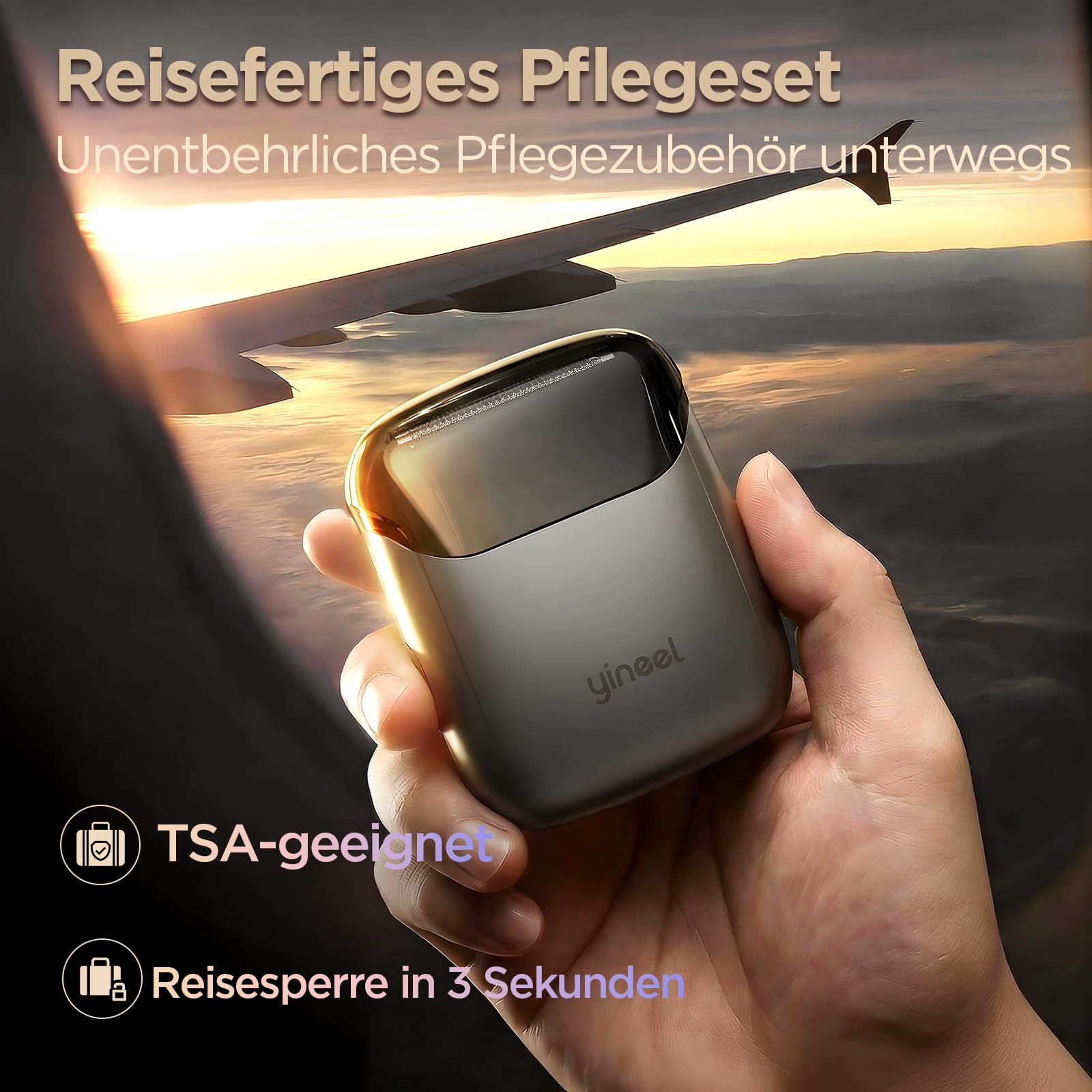 Elektrorasierer Herren, Yineel VT100 Folienrasierer Herren mit 3 schwebenden Köpfen, Mini Rasierer Herren Elektrisch IPX7 wasserdicht, Tragbarer USB mit Premium Case, für Gesicht,Bart und Reisen