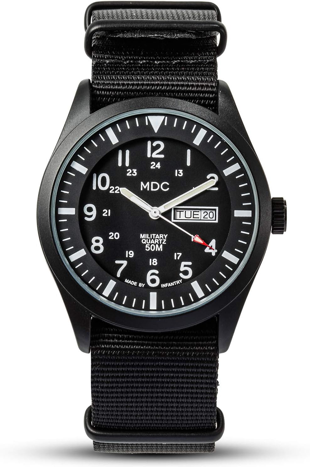 MDC Mens Waterproof Military Field Wrist Watches Date & Day 12/24Hr NATO Strap