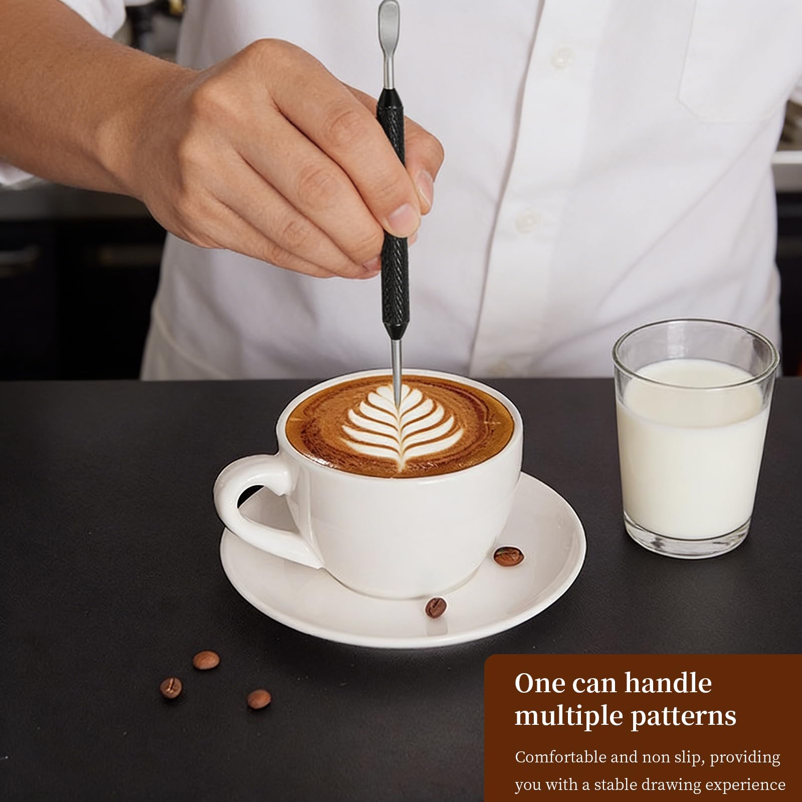 2 Bolígrafos Para Latte Art, Lápiz Para Latte Art Inoxidable, Bolígrafo de Doble Punta para Arte de Café, Agujas Decorativas para Café, Accesorios de Barista para Capuchino, Espresso y Flat White