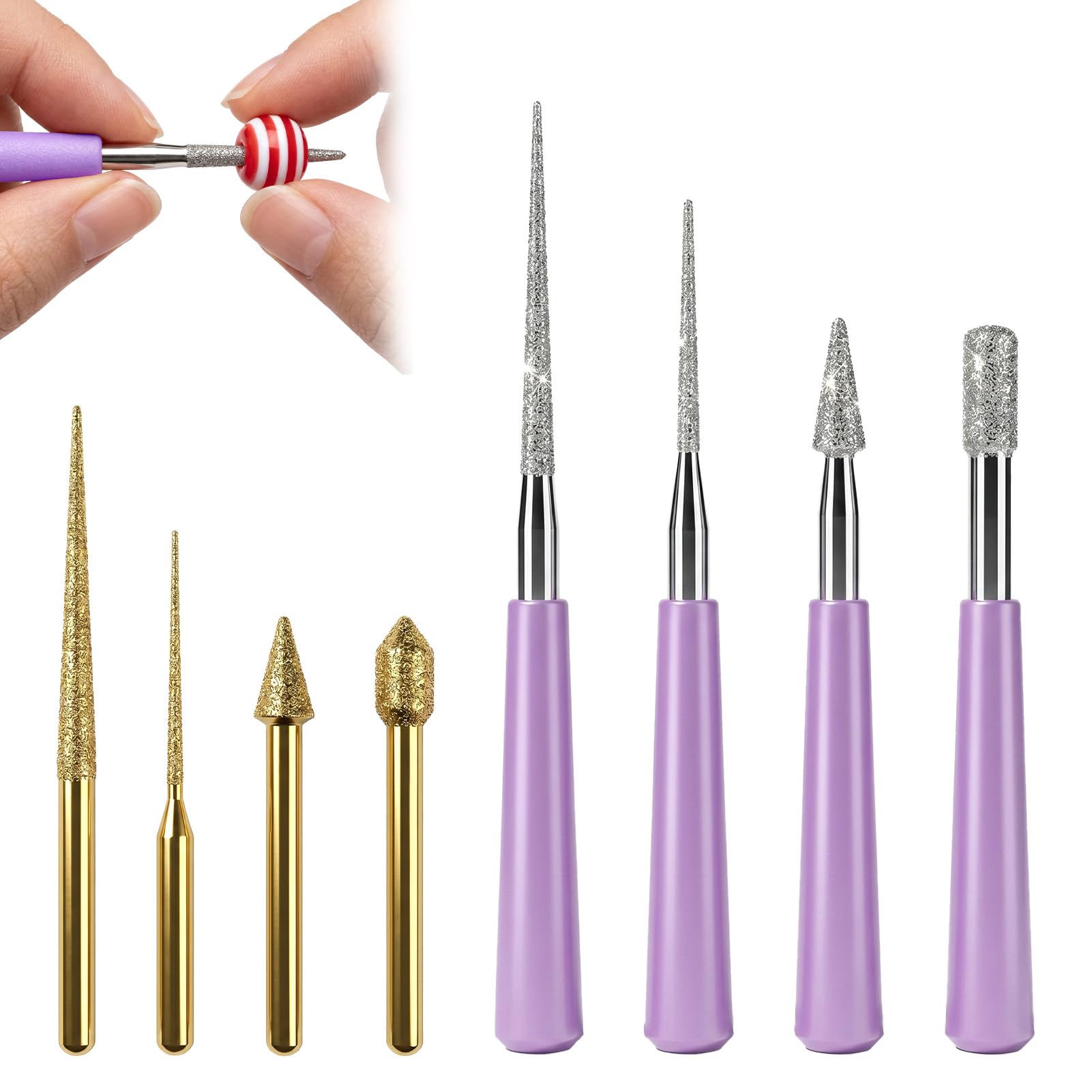 8Pcs Bead Reamer Set,Diamond Tipped Bead Reamer,Effective Reaming