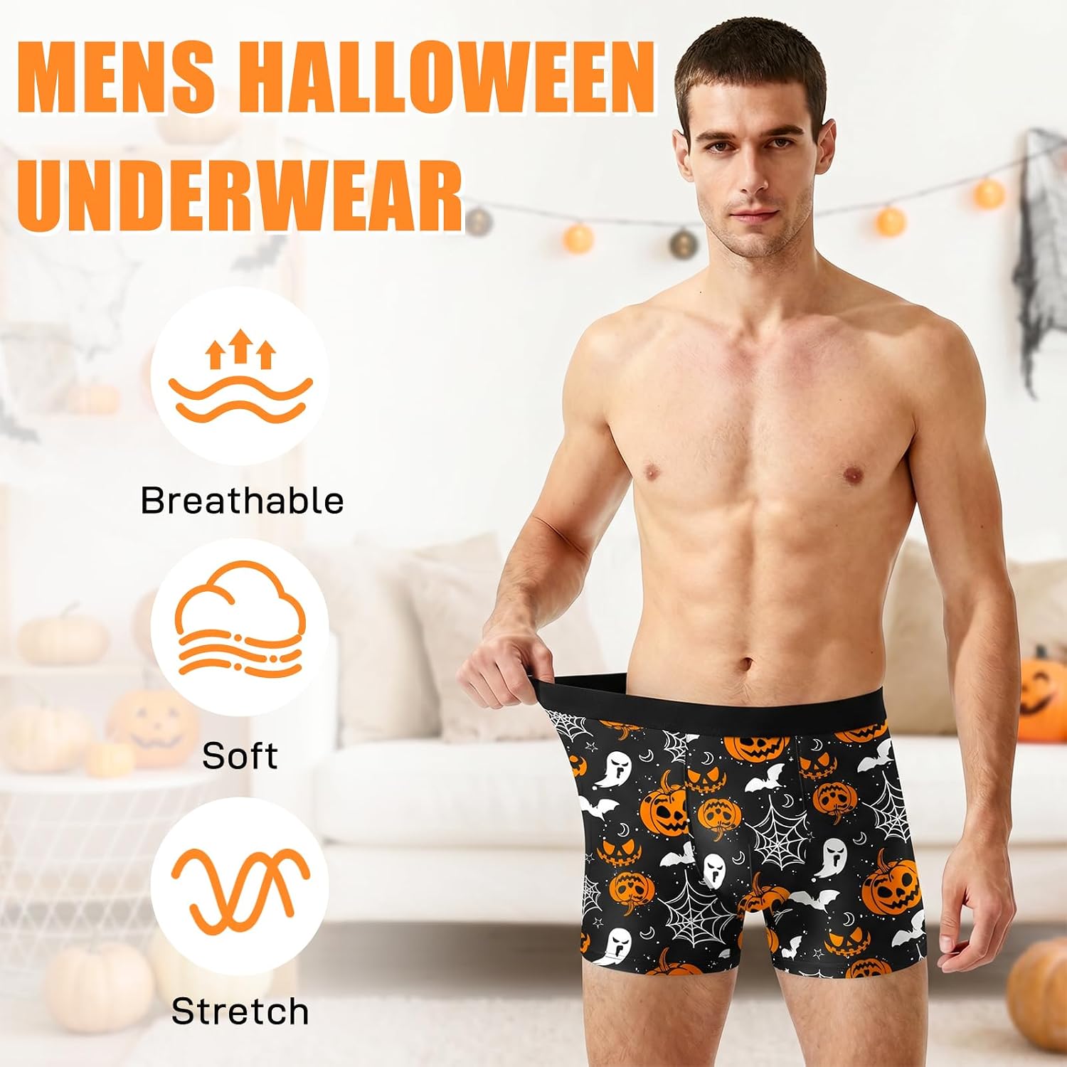 Mens Boxer Briefs Funny Novelty Print Underwear for Men Soft Comfortable Underpants with Pouch M-2XL