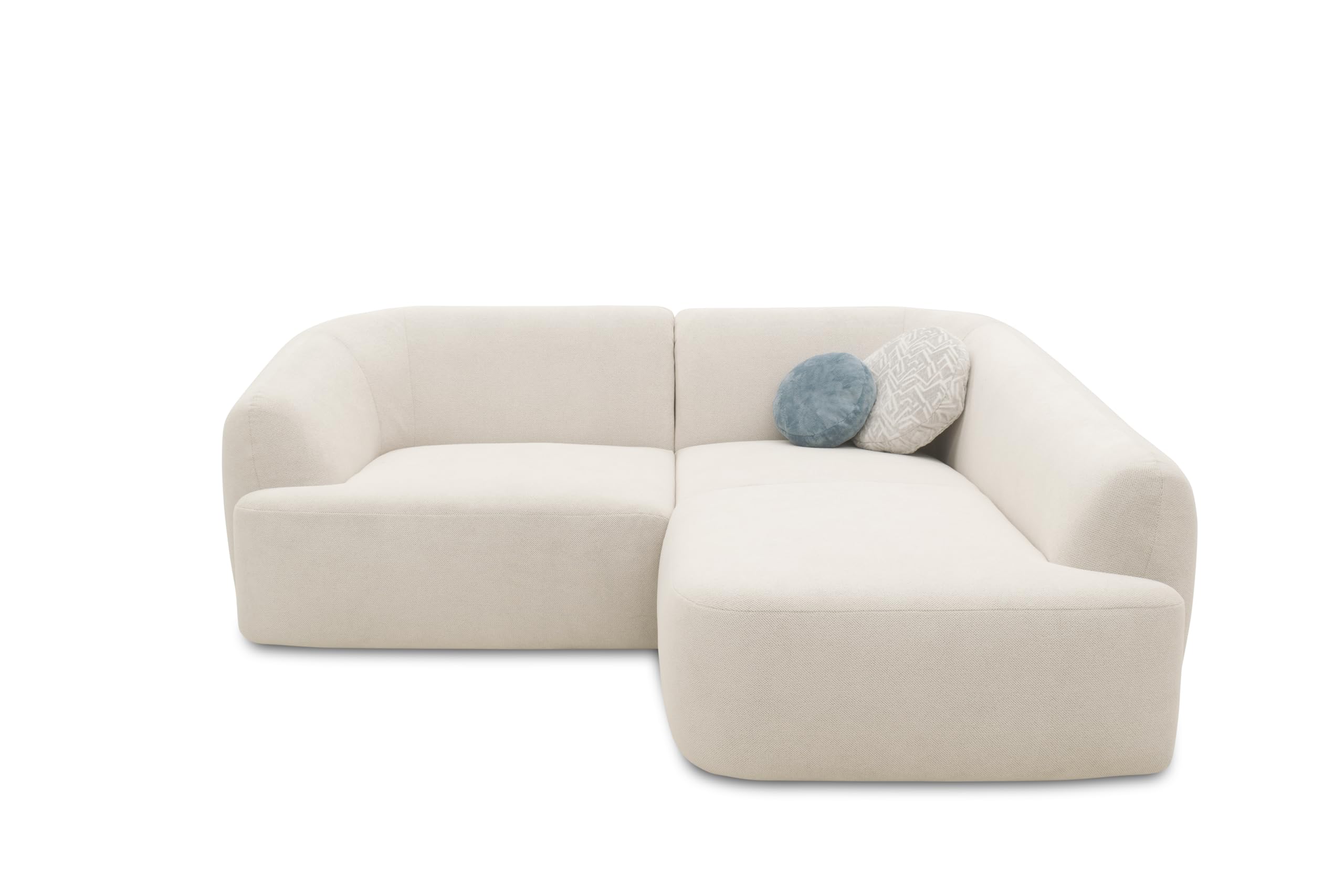 DOMO. collection Ecksofa Ansina, Taschenfederkern, Creme | Longchair rechts mit Taschenfederkern, komfortable Polsterecke in L-Form, 216 x 196 x 76 cm (BxTxH)