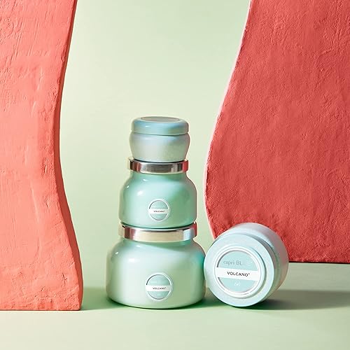 Miniatura 5 de Capri Blue Volcano - Mini vela perfumada en tarro de lata, mini velas impresas para el hogar perfumadas con frutas tropicales y cítricos azucarados,