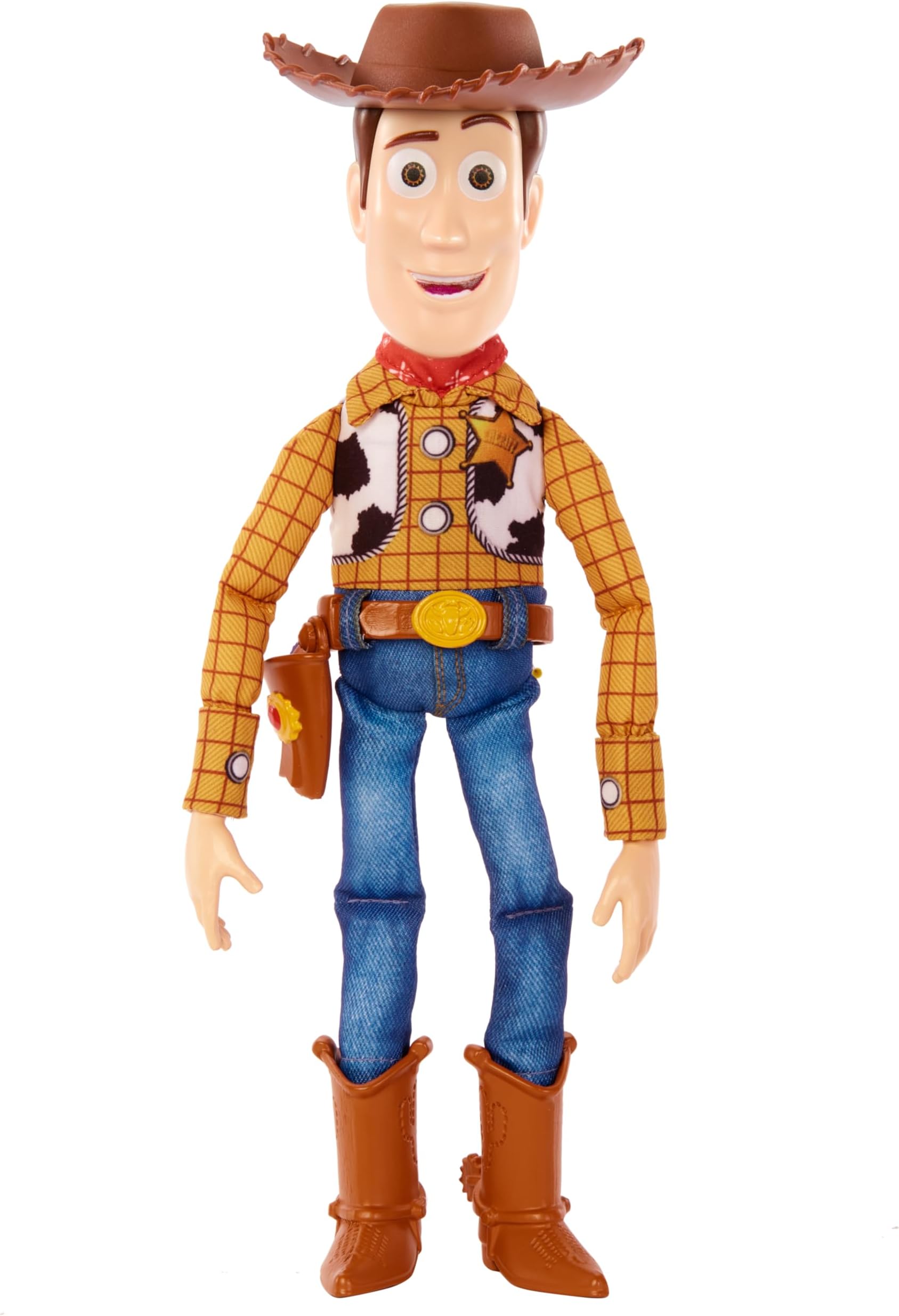 Mattel Disney Pixar Toy Story Roundup Fun Woody Large Talking Posable Figure, 12 Inches Tall with 20 Phrases Authentic Detail, Fabric Plush & Plastic, HFY35