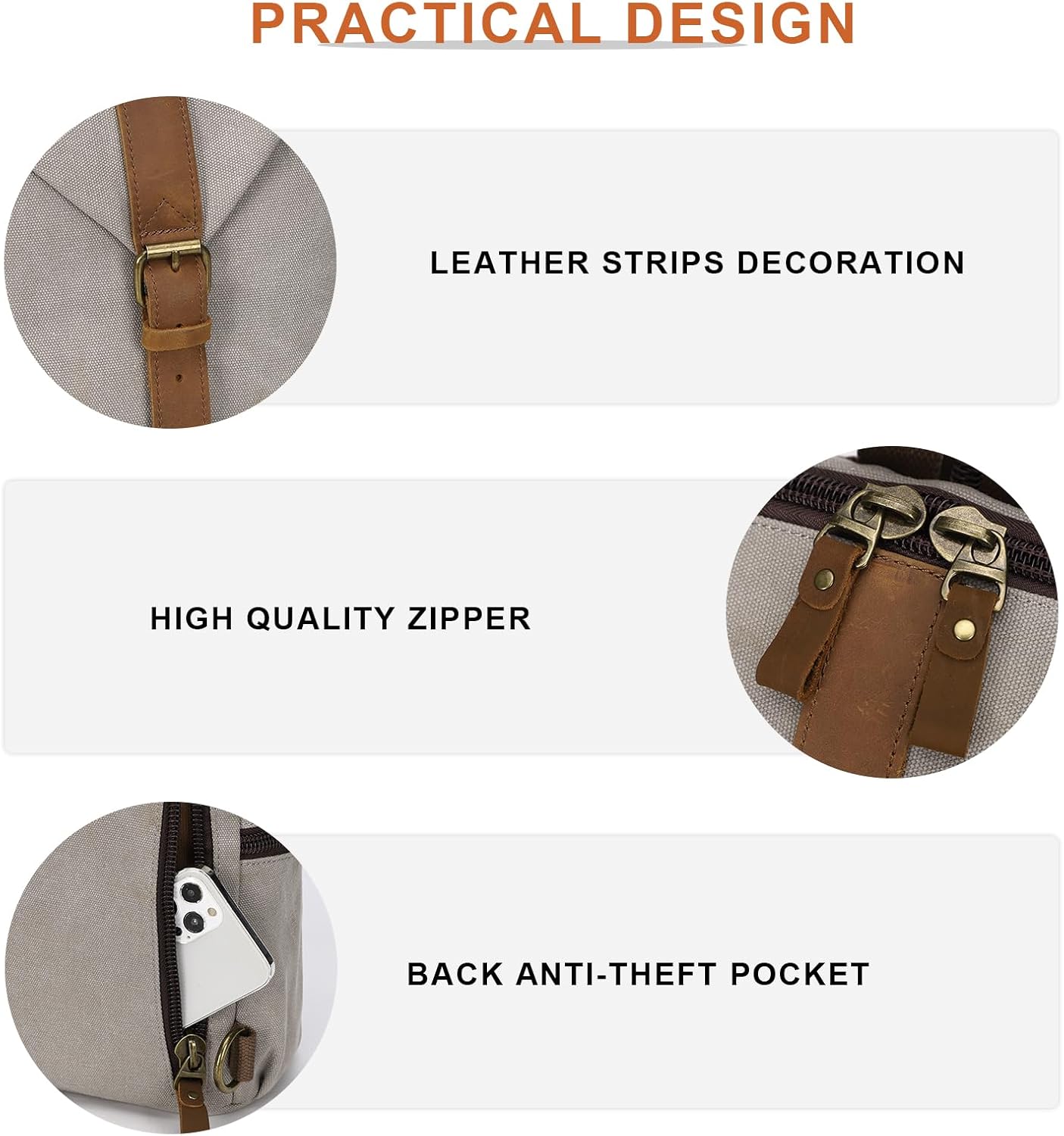 KouLi Buir Canvas Sling bag,Small Crossbody Backpack,Convertible Chest Bag Casual Daypack For Outdoor Cycling Hiking Travel (B2463-Leaden) - Image 8