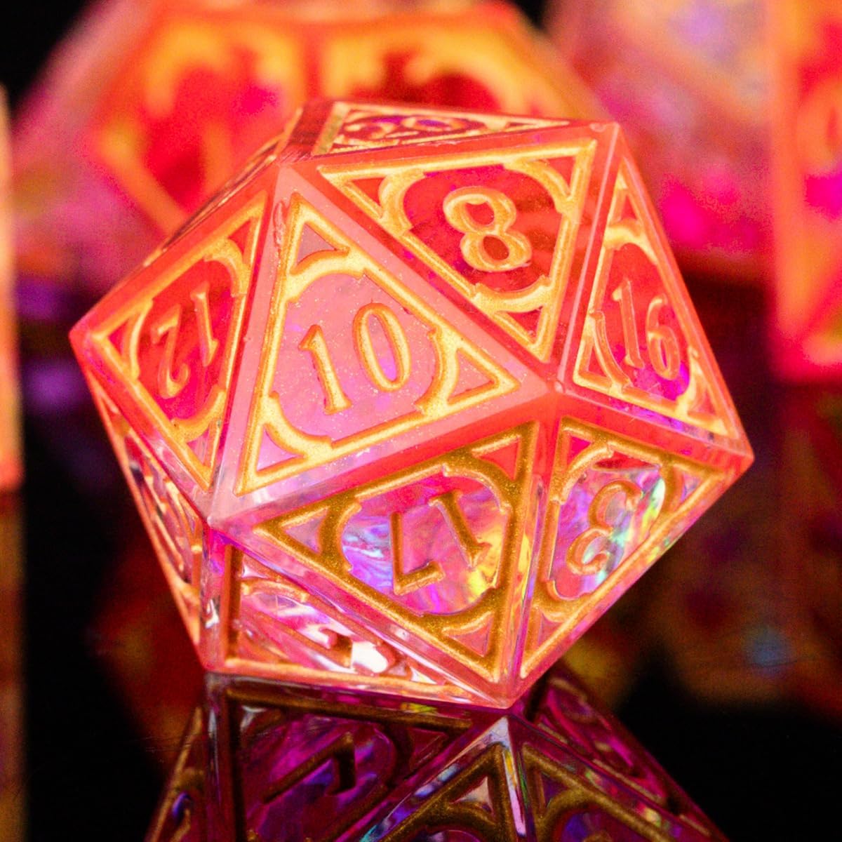 DND Resin dice Color Sharp Edge dice Set Dungeon Polyhedron D and D dice Set Suitable for D&D Role-Playing Tabletop Games D20 D12 D10 D8 D6 D4 (red)