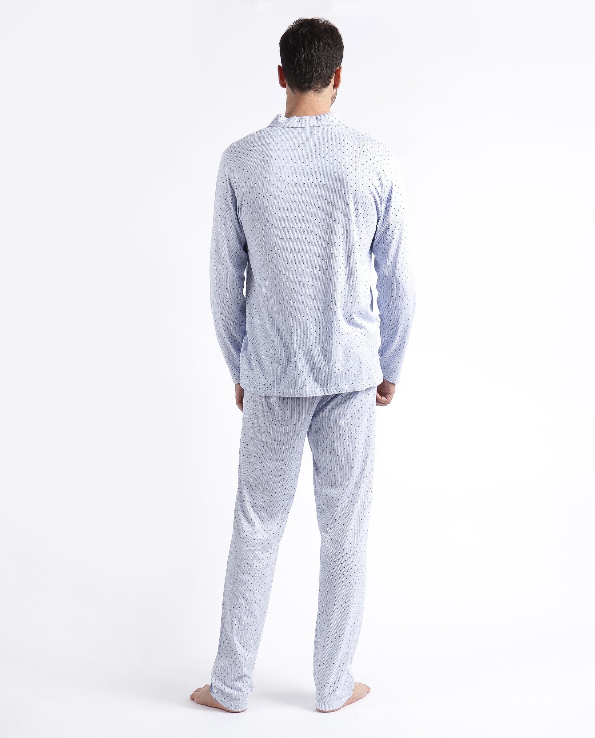 ADMAS Classico Pigiama Aperto Manica Lunga Stripes & Dots per Uomo