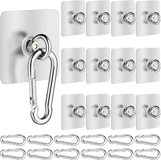 Ceiling Hooks, 12Pcs Ultra Durable Self-Adhesive, 60MM Hanging Kit for Hanging Plants, Indoor Hanging Hooks, Metal Plant Holder, Iron Lantern for Bathroom, Bedroom, Kitchen Storage and Organization