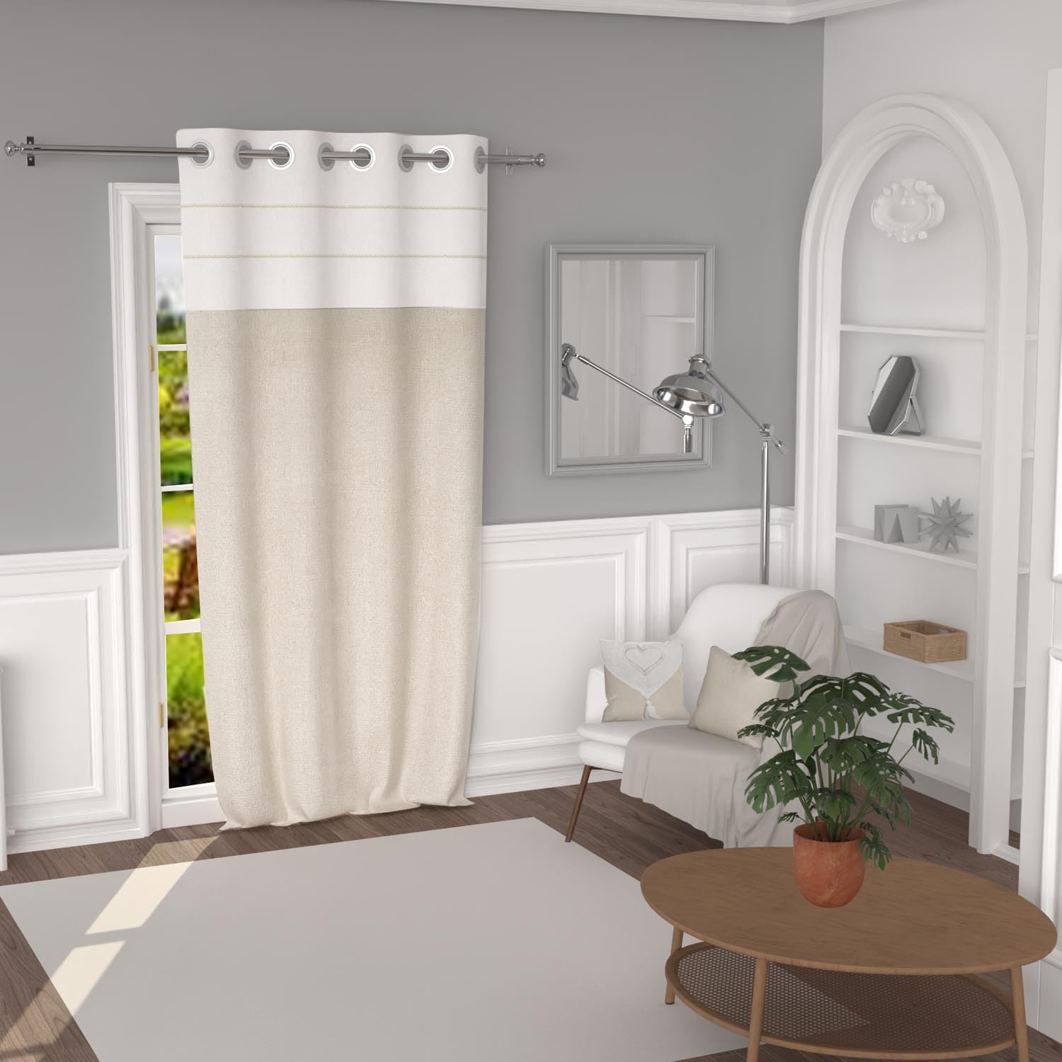 Soleil d'ocre, Elena Pure Washed Cotton Eyelet Curtain 135 x 250 cm