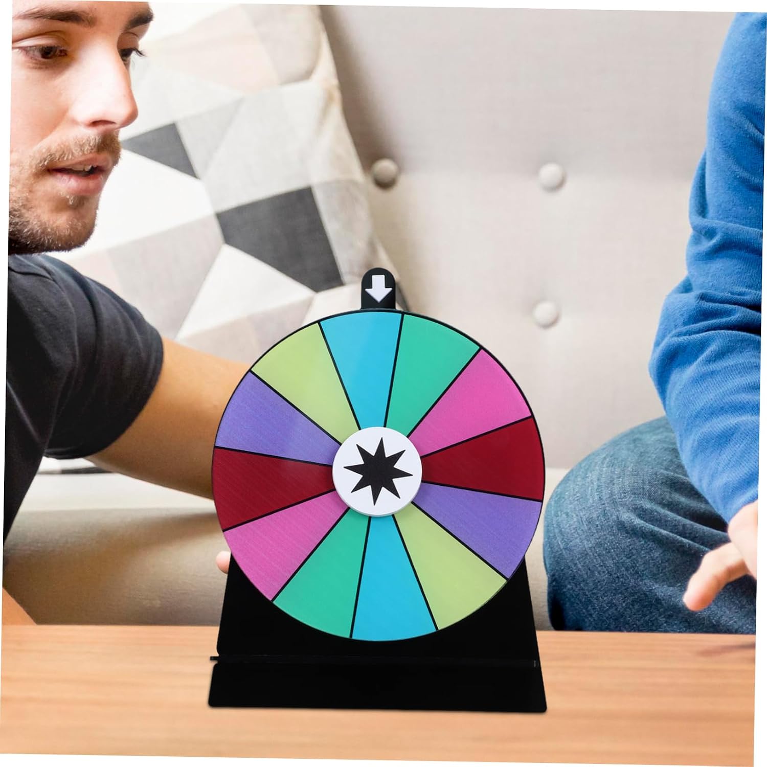 OUNONA Dry Erase Prize Wheel for Parties Acrylic Spinning Game Wheel with Stand 1 Piece Erasable Roulette for Weddings Fundraisers and Gatherings