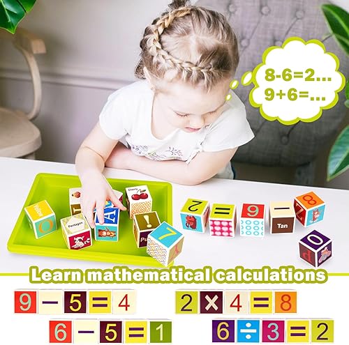 Miniatura 4 de Bloques de construcción ABC para niños pequeños, 24 piezas de plástico para bebés, letras y números, juego de bloques de aprendizaje de animales e