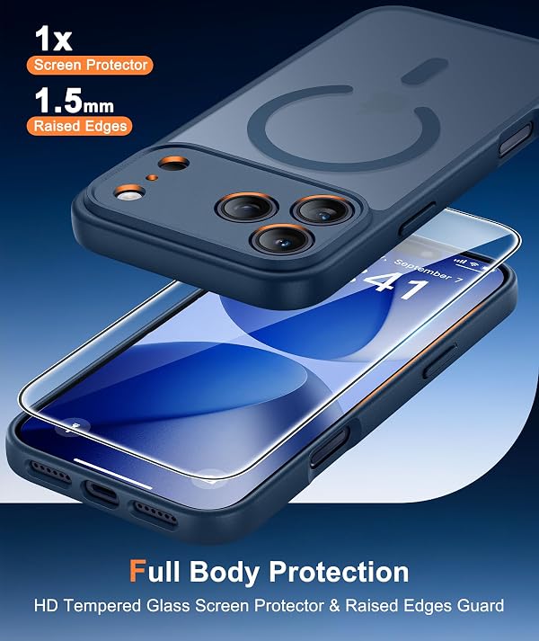 FNTCASE for iPhone 17-Pro Case Blue: Translucent Compatible with MagSafe by FNTCASE - Used condition - Image 6