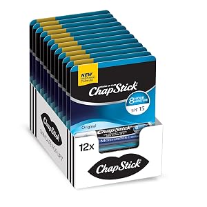 ChapStick Moisturizer Original Lip Balm Tubes SPF 15 and Skin Protectant - 0 15 Oz Pack of 12