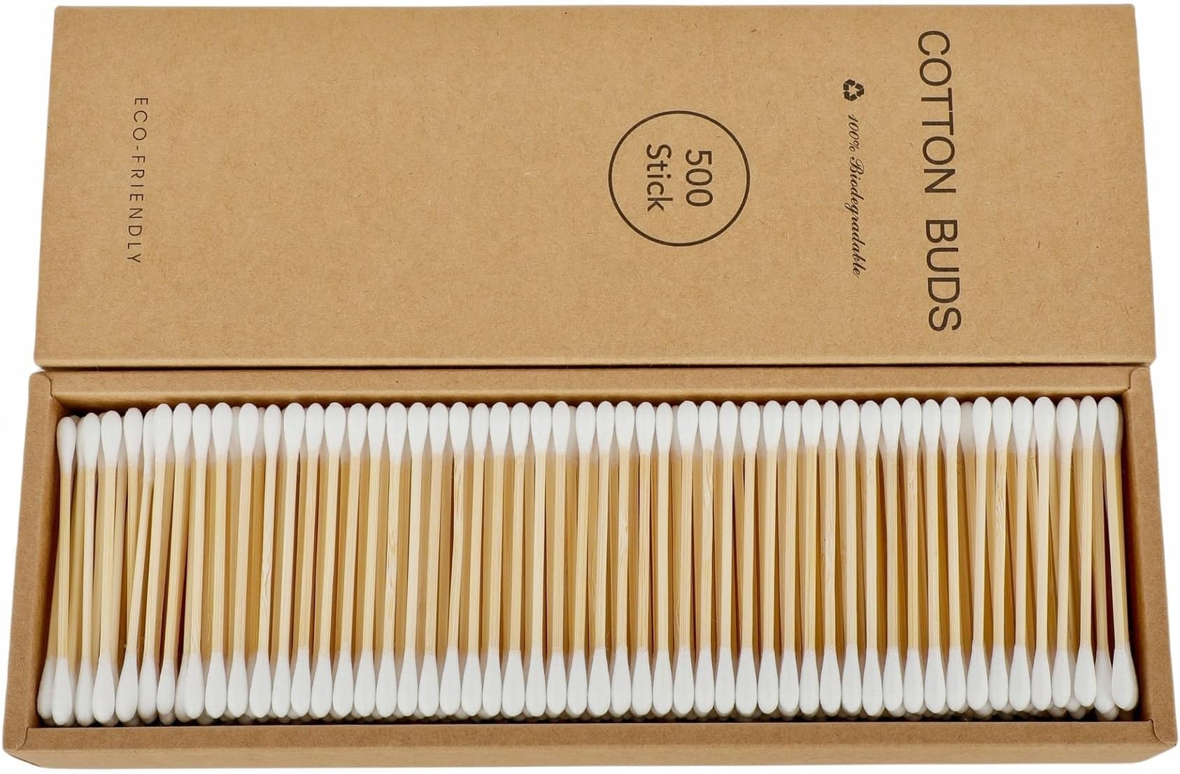 2000 PCs Premium Cotton Swabs Natural Cotton Buds Biodegradable Organic Double Tips for Ear Wax Removal (2000PCs,White)