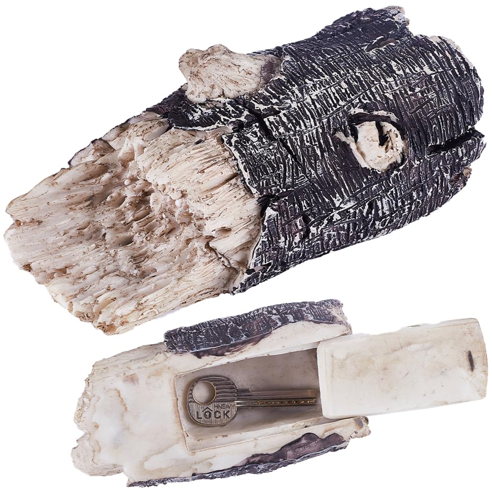 GORGECRAFTBranch Key Box Holder Stash Hider Stone Model Waterproof Artificial Branch Statue Hide a Spare Key Resin Retro Jewelry Box Trees Stump Key Savers Hiden Decorate for Outdoor Garden Yard