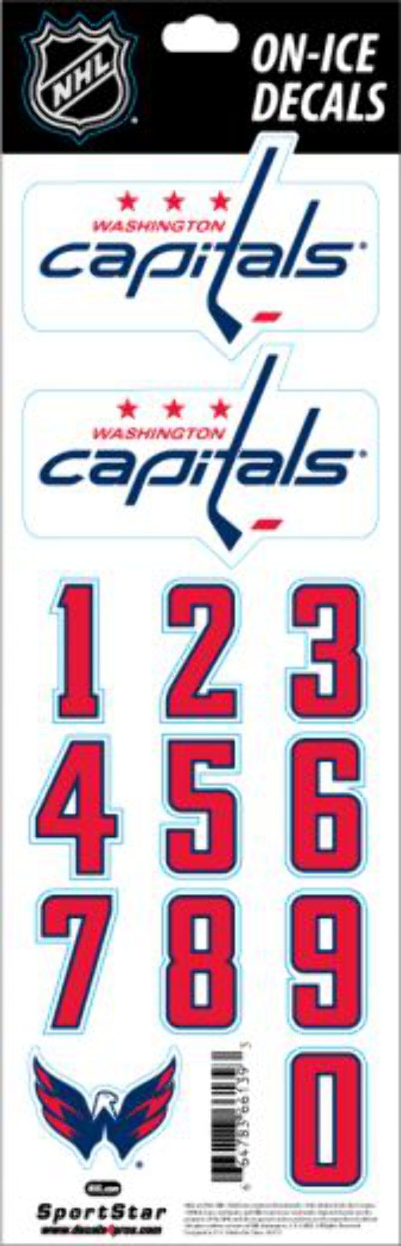 Helmsticker Set NHL Sportstar Washington Capitals dunkler Helm